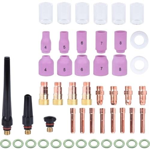 49Pcs TIG Welding Torch Stubby Gas Lens for WP17 WP18 WP26 TIG 10 Pyrex Glass Cup Spares Kit Durable Practical Accessories