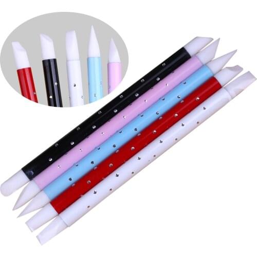 5PCS Double Head Nail Art Brush Nail Art Hollow Carving Pen Silicone Brushes Manicure Carving Emboss Nails Dotting Tools