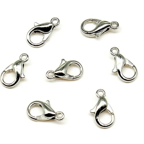 50pcs 8 Colors 12mm 10mm Lobster Clasp Hook Bracelet End Connectors For Jewelry Making DIY Necklace Buckle Jewelry Findings