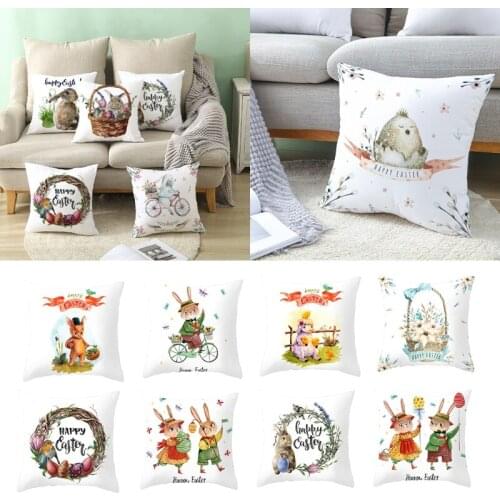 9Pcs 45x45cm Easter Throw Pillow Case Sofa Bedroom Cushion Cover Home Pillowcase