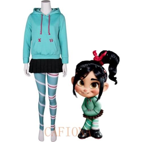 Cafiona Halloween Wreck-It Ralph Cosplay Vanellope von Schweetz cosplay costume game Sugar Rush cosplay set