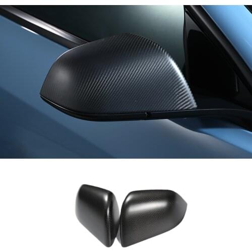 Dry Carbon Fiber Rear View Side Mirror Cover Fit For Tesla Model Y 2020-2021 Glossly Black & Matte Black