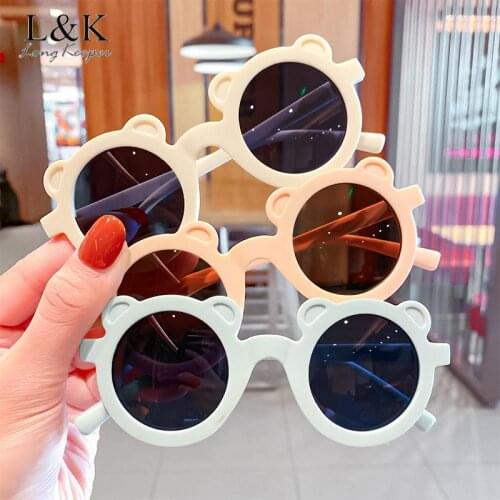Cute Cartoon Kids Sunglasses Boys Girls 2021 Lovely Bear Shape Sun Glasses Children Round Street Beat Eyeglasses Baby Shades UV
