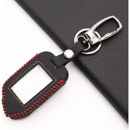 For Sher-khan Mobicar A Mobicar B Safety In Two Senses Car Alarm System Russian Version New Leather Key Chain Case Protect Cover