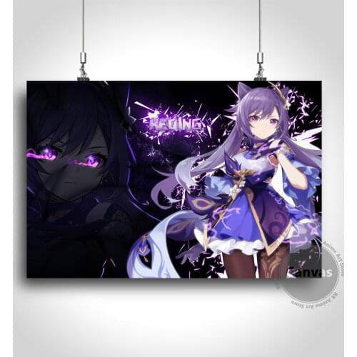 Canvas Anime Keqing Genshin Impact Pictures Home Manga Decoration Paintings Poster HD Prints Wall Art Modular Living Room