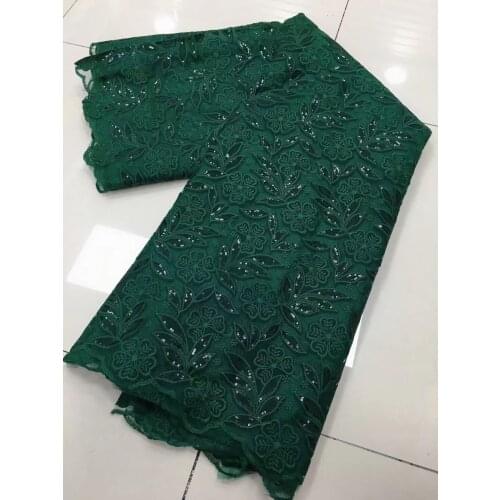 Green African Lace Fabric 2021 High Quality For Diy Dress French Sequins Nigerian Lace Fabrics For Party Wedding VFM5001