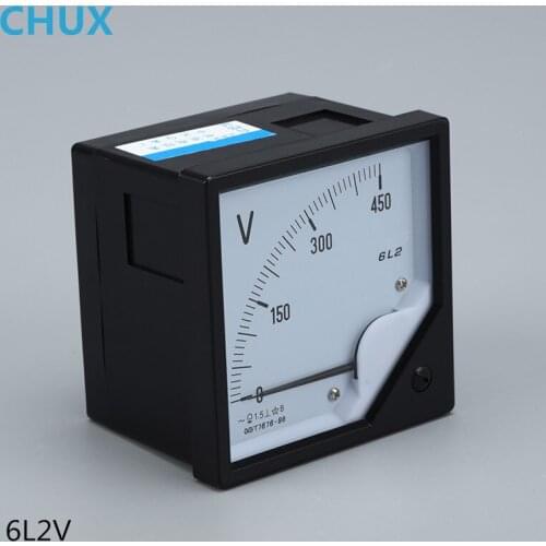 Square Panel Volt Meter AC Pointer Analog Voltmeter 6L2-V 80mm*80mm Voltage Meter 50V 100V 250V 300V 450V 500V 750V 1000V