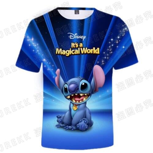 Summer 3D Print Lilo & Stitch T Shirt Short Sleeve Cool Anime Men Women Children Casual Streetwear Boy Girl Kid Fashion Tops Tee