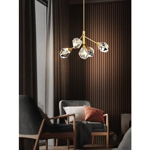 All copper light luxury chandelier living room crystal lamp simple post-modern dining bedroom nordic lamp