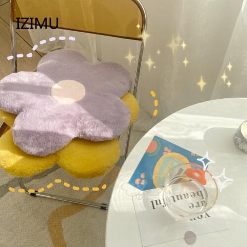 Lovely Flowers Sofa Bay Window Cushion Table Chair Cushion Decorative Cushion Rabbit Velvet Office Home Decoration Cat Pillow