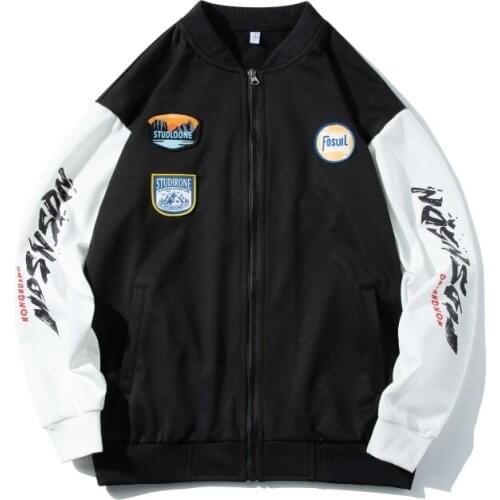 Baseball Coats Men Japanese Street Harajuku College Patchwork Block 2021 New Arrival Couple Bomber Varsity Embroidery Jackets