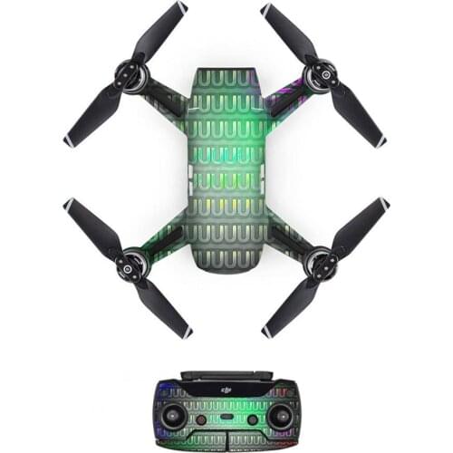 Symbol Wave Style Decal PVC Skin Sticker For DJI Spark Drone + Remote Controllers + 3 Batteries Protection Film Cover