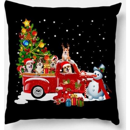 Corgi Santa Hat Christmas Car Pillowcases Decor for Home Noel Christmas Gifts Navidad 2020 Xmas Cristmas Decor Happy New Year