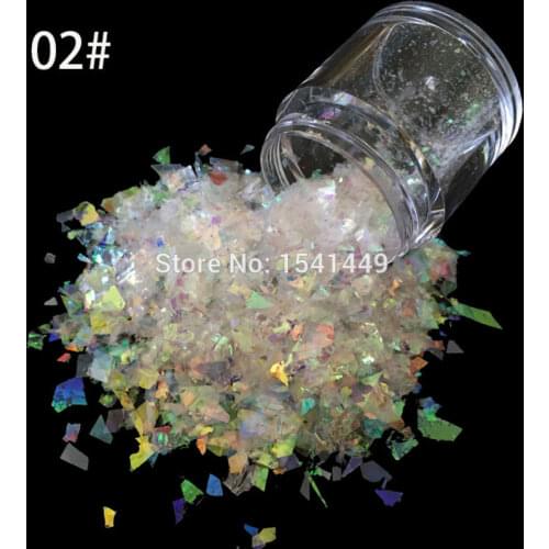 Irregular 10ml/ bottle of Nail Art White Ice Mylar Foil Shell glitter power Manicure decoration tools SG-02