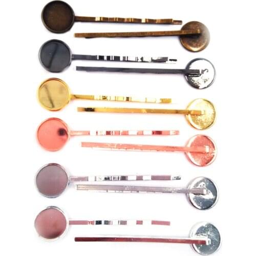 Wholesale 300piece 55mm Hair Pins with 12mm Blank Bezel Trays Hairpins Base Findings Hair accessories for Jewelry Making HPF11