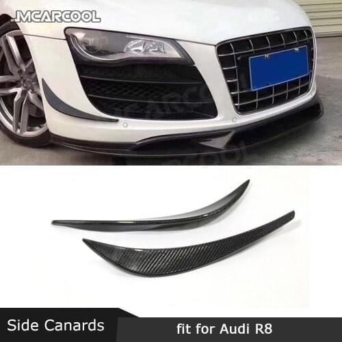 Carbon Fiber Front Side Bumper Fin Trim Canards Splitter Winglet Spoiler for Audi R8 2008-2015 Car Styling