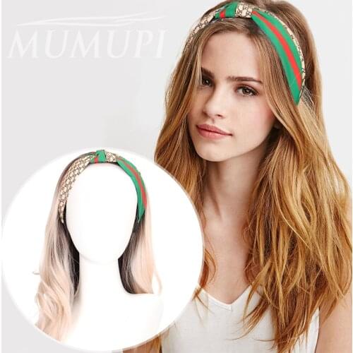 Synthetic Wig Black Brown Blonde Wigs for Women Wavy Cruly Hair Extensions with Hairband Daily Cute girls Party Long Straight