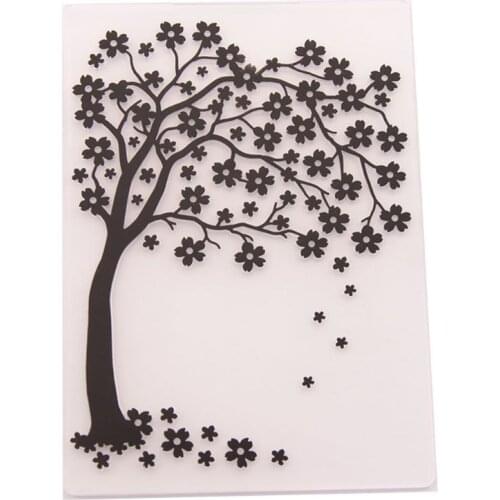 Flower Tree Plastic Embossing Folder Template DIY Scrapbook Photo Album Making