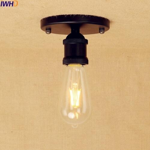 IWHD Black Retro LED Ceiling Light Fixtures Living Room Plafonnier Vintage Ceiling Lights Lamp Industrial Luminaria