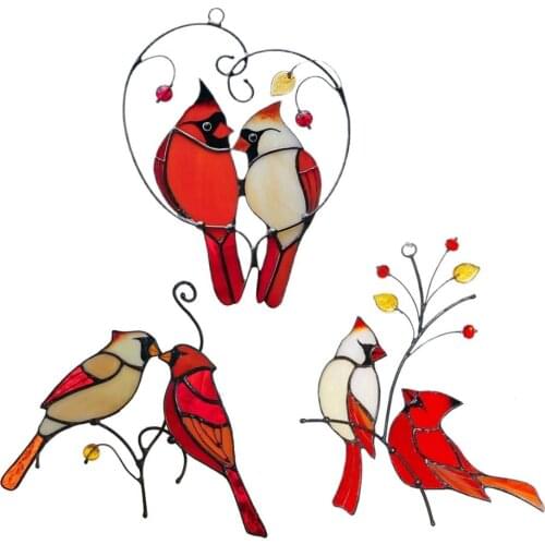 Bird Stained Glass Hanging Ornament Home Garden Wall Window Decoration Wind Chimes Memorial Handicrafts Gift