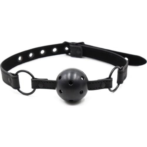 Sex Open Mouth Gag Ball Black PU Leather Strap Bdsm Gag With Open Holes Slave Bondage Restraints Sex Toys For Women Couples