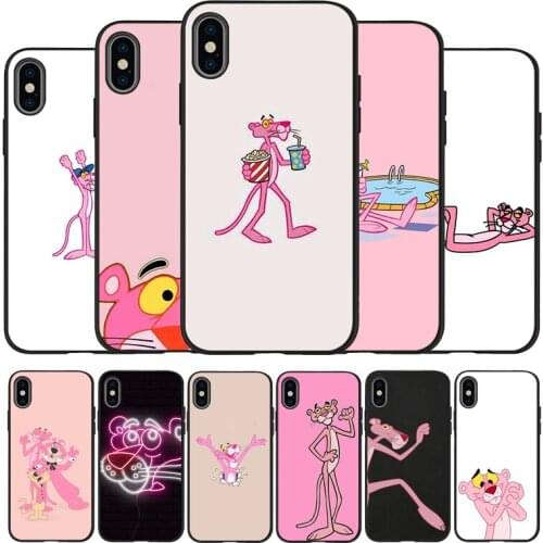 Pink Panther lovely black Silicone Phone Case For iPhone 12 XR XS Max 5 5S SE 2020 6 6S 7 8 PLUS X 11Pro Max 11 Cover
