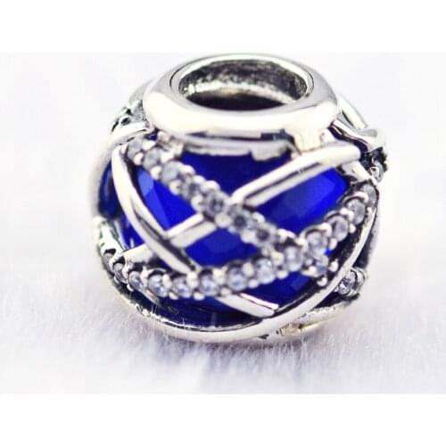 Blue CZ Galaxy Crystal Beads for Silver 925 Original Charms Bracelets Women Jewelry Fine DIY Charm Beads for Jewelry Making