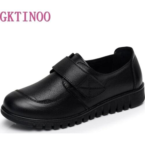 GKTINOO Women Flat Shoes Soft Genuine Leather Mother Shoes Comfort Casual Shoes Female Autumn Women flats