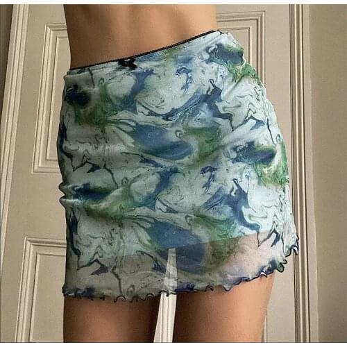 Women Summer Sweet Casual Short Mini Skirts High Waist Floral Leopard Printed Lined Mesh Skirts Ladies Beach Bottoms Clothing