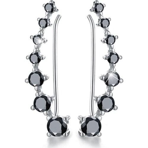 2020 New 925 Sterling Silver Jewelry Engagement Drop Earrings For Women Black Spinel Female Earring Gift I294