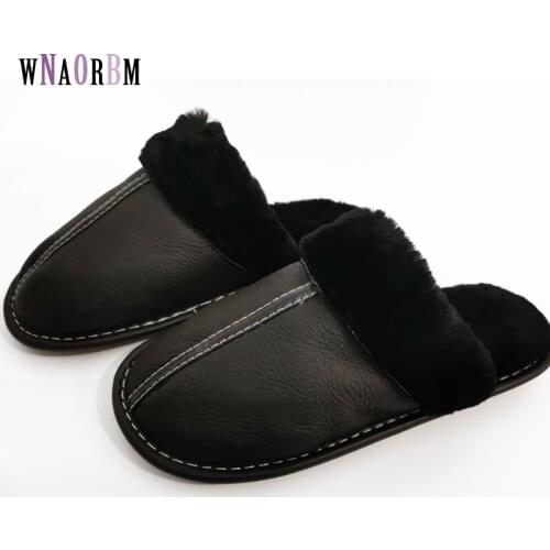 Winter fashion mens and women" home slippers 100% sheep shearing fur warm shoes ladies slip flat shoes fur slippers 35cm-44cm