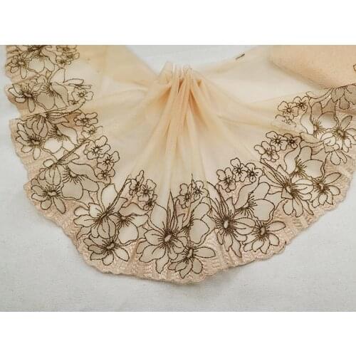 2Meters Skin Net Flowers Mesh Embroidery Laces Fabric Handmade DIY Garment Needlework Sewing Fabric Clothing Accessories 20cm