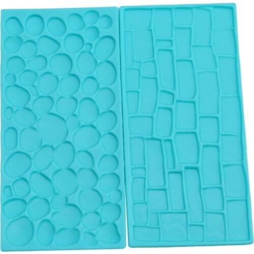 2PCs/ Set Texture Silicone Mold Tree Bark Brick Wall Embossing Silicone Mat Fondant Cake Decorating Tools Bakeware Free Shipping