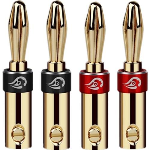 Hifi Banana Plugs 4mm Speaker Audio Video Binding Post Terminal Banana Connectors Banana Plugs Cable Gold Plating Male Jack