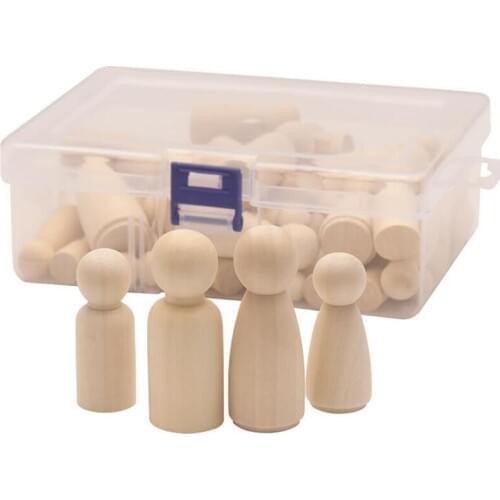 50Pcs Creative Wooden Peg Dolls Toy Manual Painting Dolls Crafts Graffiti Unfinished Wood DIY Childrens Doodle Handmade Craft