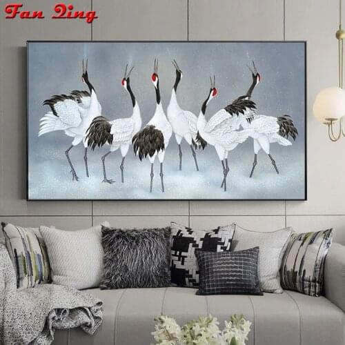 5D Diy Diamond Painting Red-Crowned Crane Cross Stitch Full Square Round Rhinestone Mosaic Bird Embroidery Handmade Gift