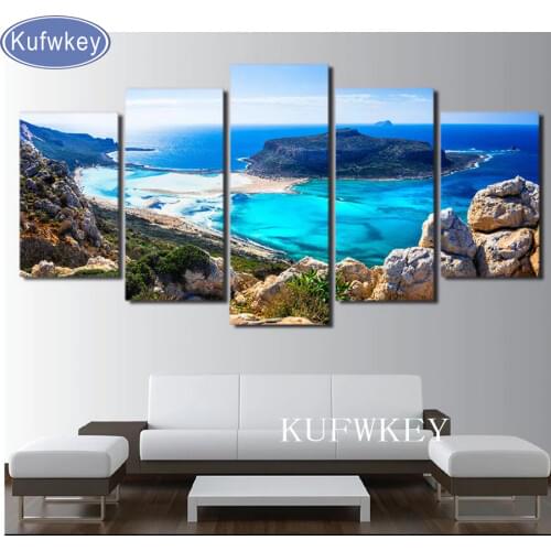 5D DIY Diamond Embroidery "Blue Sea/Beach"Full Square Drill Diamond Painting Cross Stitch Rhinestone Mosaic decor Seascape 5 pcs