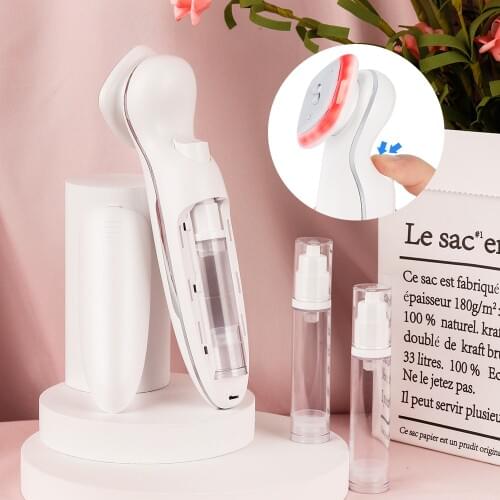 6 In 1 Face Massager Skin Essence Import Device with Essence Bottle EMS MicroCurrent Led Red Blue Light IPL Vibration Warming