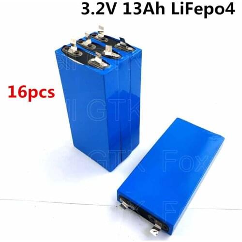 16PCS prismatic aluminum rechargeable lifepo4 3.2v 14Ah battery for RV Caravan UPS solar street lights battery pack DIY