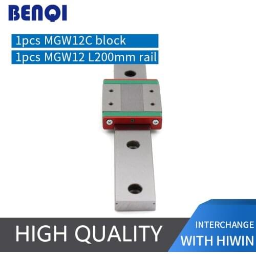 Free shipping MGW linear guide rail MGW12R- L200mm + 1pc MGW12C block