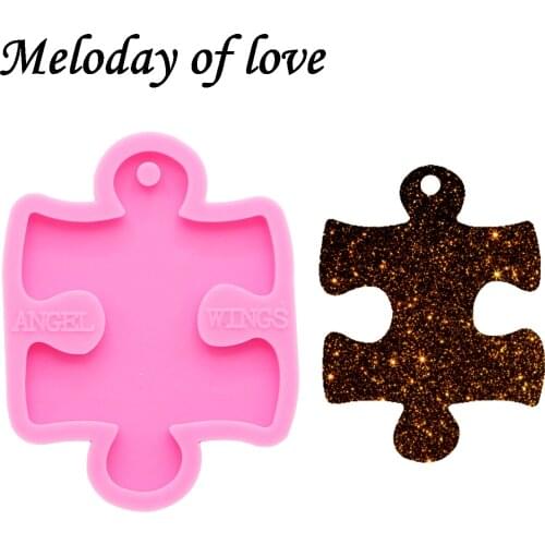 Shiny Puzzle molds for keychain DIY epoxy model resin key keychains moulds silicone custom keychain mold DY0135