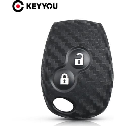 KEYYOU Key Rings For Renault Duster Clio DACIA 3 Twingo Logan Sandero Modus For Nissan Carbon Silicone Car Key Case 2 Buttons