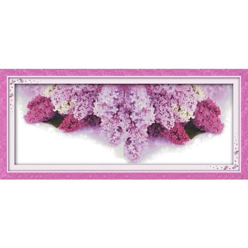 Floral language lilac cross stitch kit flower 18ct 14ct 11ct count printed canvas stitching embroidery DIY handmade needlework