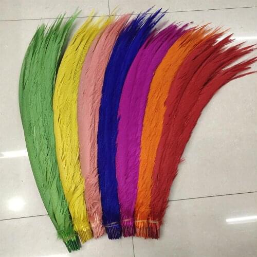 Hot 100pcs Natural Golden Pheasant Tail Feathers 26-28 inches/65-70 cm For Wedding Christmas Home Craft New Year decorati