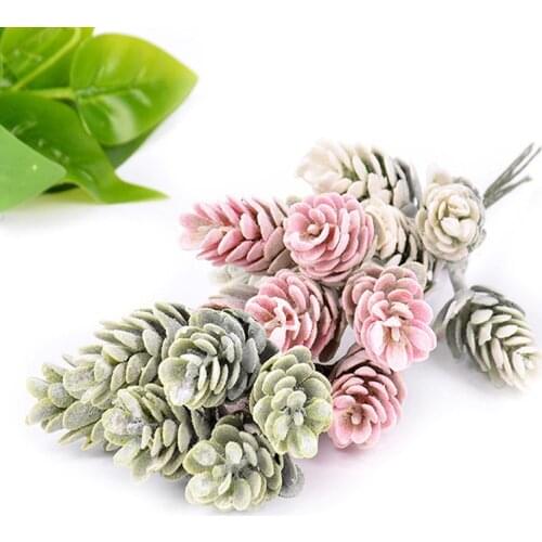 6Pcs Artificial Plants Simulation Pine Cone Christmas Decorations For Home Wedding Accessories Scrapbooking Pompom Silk Flowers