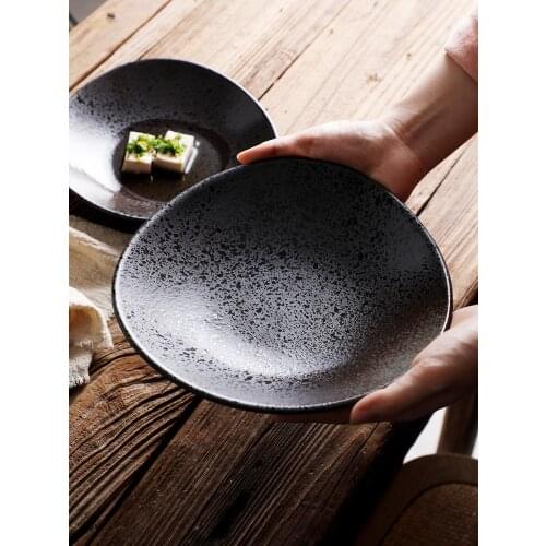 Ceramic tableware, triangular plate, shallow bowl, household dish, cold dish bowl, salad bowl, fruit bowl, snack plate