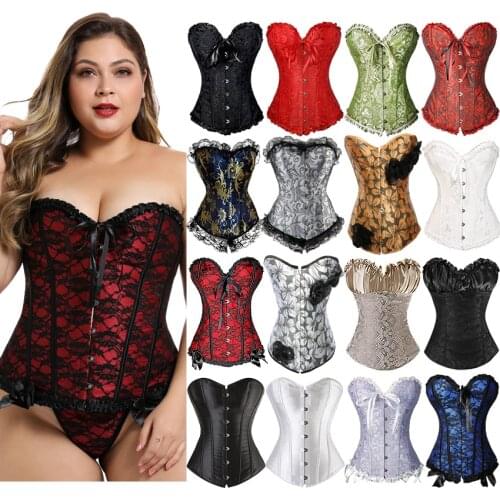 Plus Size Bustier Corsets Gothic Lace Up Binders and Shapers Overbust Body Shapewear Women Sexy Slimming Waist Trainer Boned 6XL