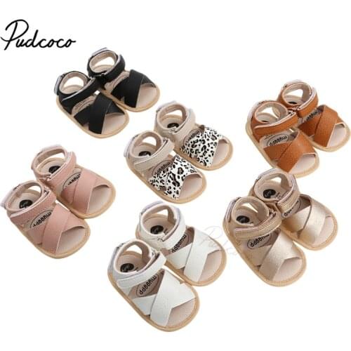 Baby Boys Girls Leather Sandals, Anti-Slip Open Toe Infant Flat Shoes with Criss Cross Strap