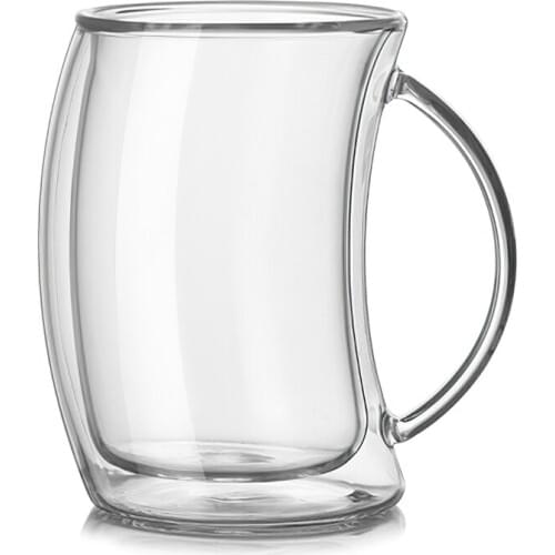 Borosilicate Glass Creative Slanted Double Insulation Coffee Tea Beer Cup Water Ware Mug Home Kitchen Decoration Bar Supplies