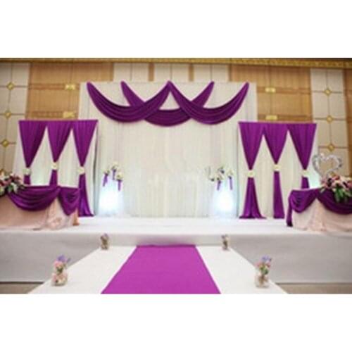 HoT Selling 3pcs/lot (1pcs 4*3m+2pcs 2*2m) ice silk Wedding Drape curtain Pleated Backdrop Curtain Decoration&Swag Background